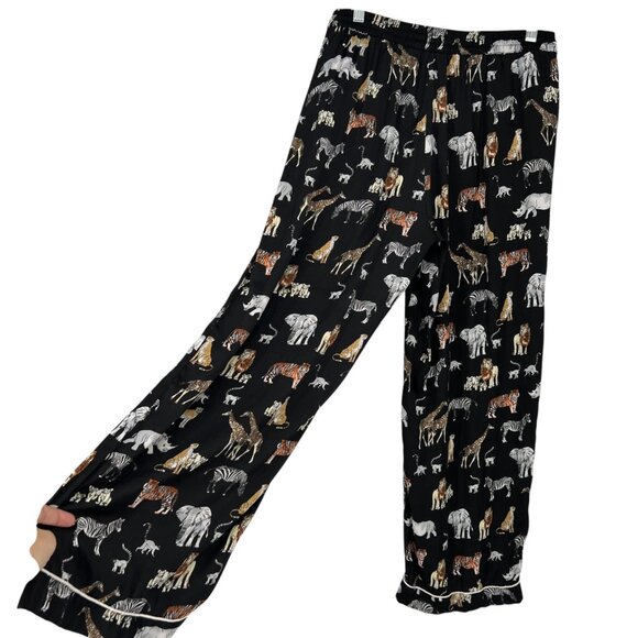 Banana Republic Animal Safari Print Pajama Set Black Multicolor Size Medium - Picture 10 of 14